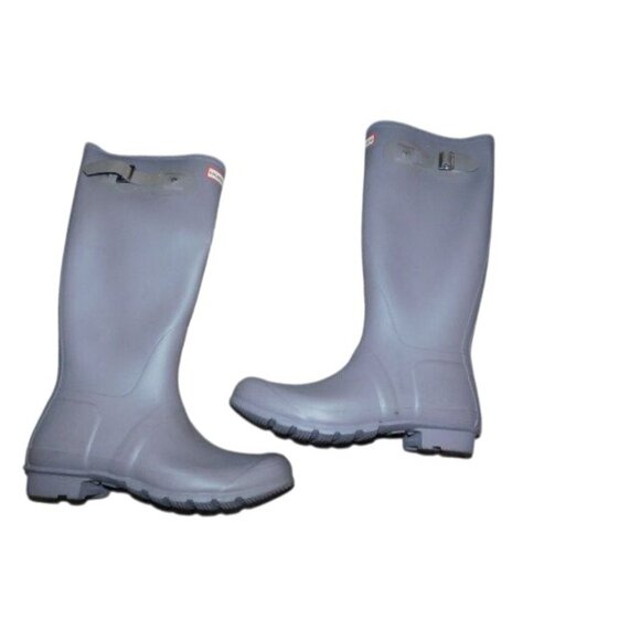Hunter Size 11 Tall Gray Rubber Rain Boots - Picture 1 of 5